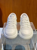 Cream Leather Colourblock Low-Top - Men's