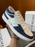 Cremefarbene Low-Top-Sneaker mit Leder-Paneelen – Herren