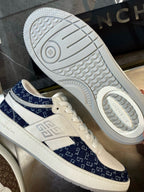 Cremefarbene Low-Top-Sneaker mit Leder-Paneelen – Herren