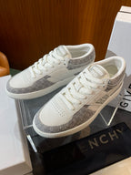 Cremefarbene Low-Top-Sneaker mit Leder-Paneelen – Herren