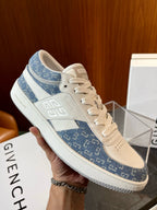 Cremefarbene Low-Top-Sneaker mit Leder-Paneelen – Herren