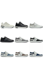 Cremefarbene Low-Top-Sneaker mit Leder-Paneelen – Herren