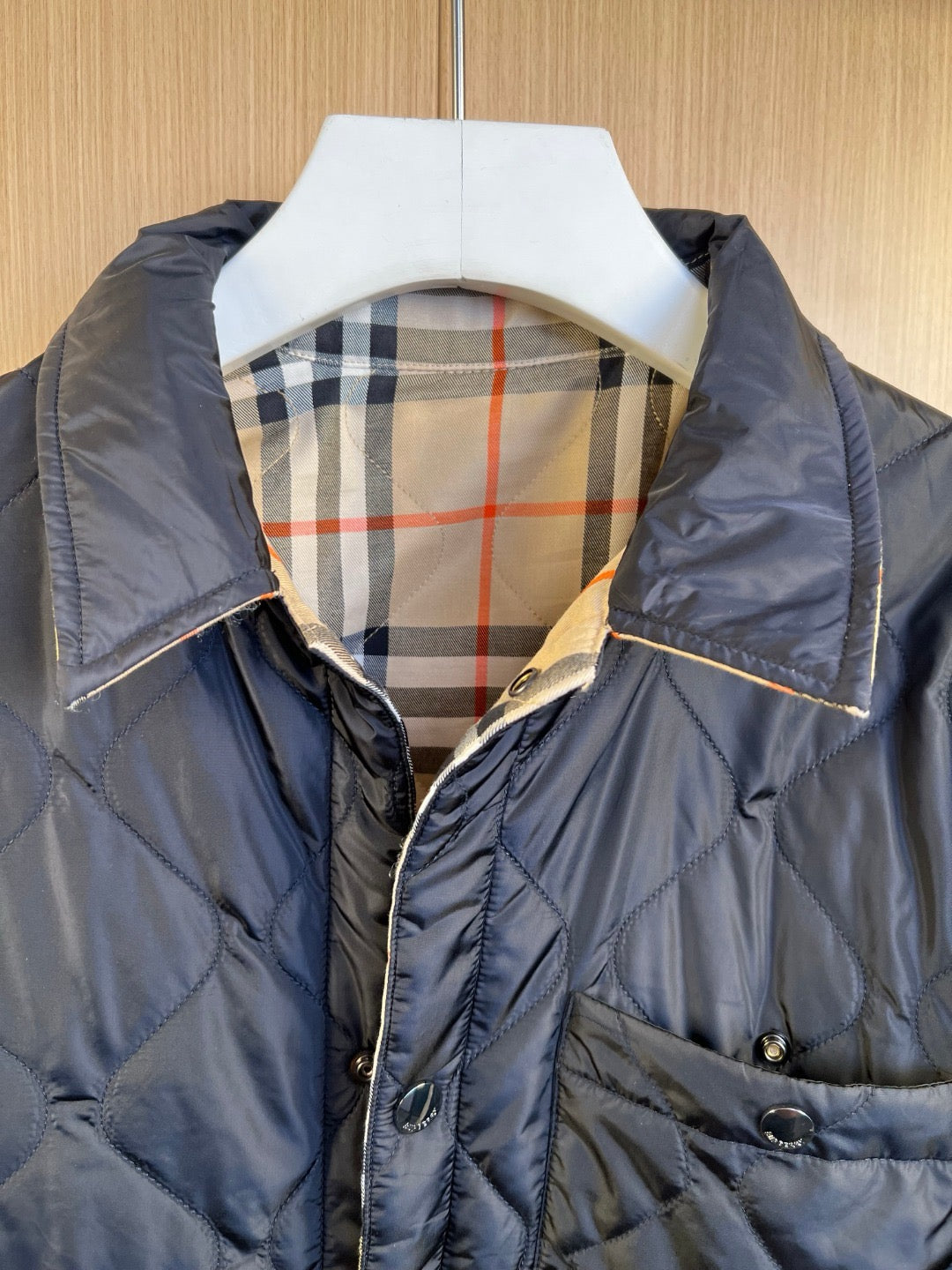 Beige Baumwoll-Blouson mit Karomuster – Herren