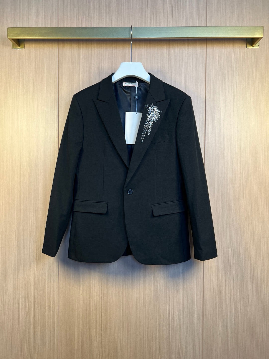 Schwarzer einreihiger Blazer aus Wolle – Herren