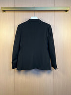 Schwarzer einreihiger Blazer aus Wolle – Herren
