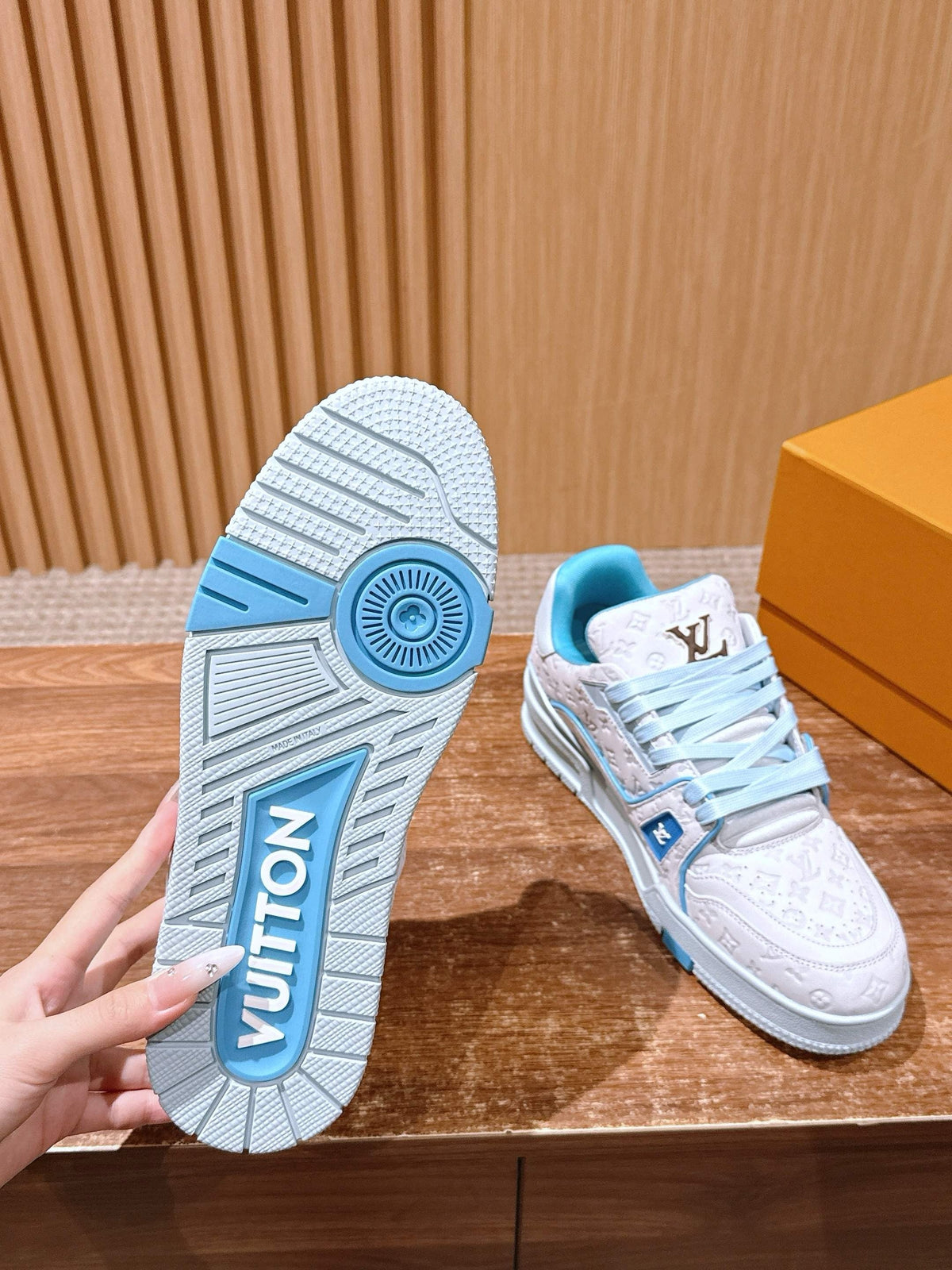 Blue and Green Sneakers