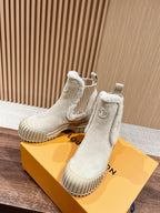 Black Leather Shearling-Lined Ankle Boot - Women's