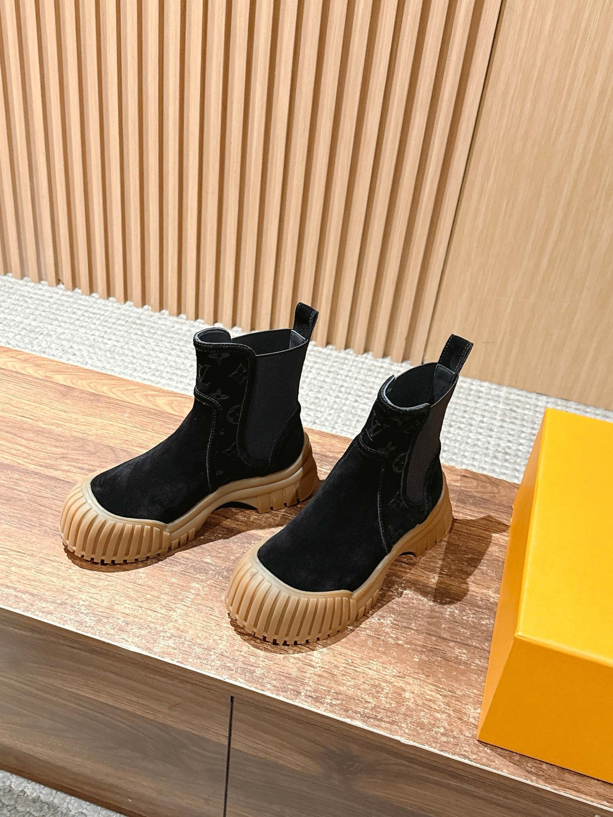 Black Suede Gum Sole Ankle Boot - Women's