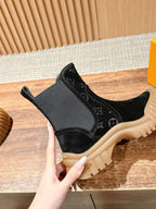 Black Suede Gum Sole Ankle Boot - Women's