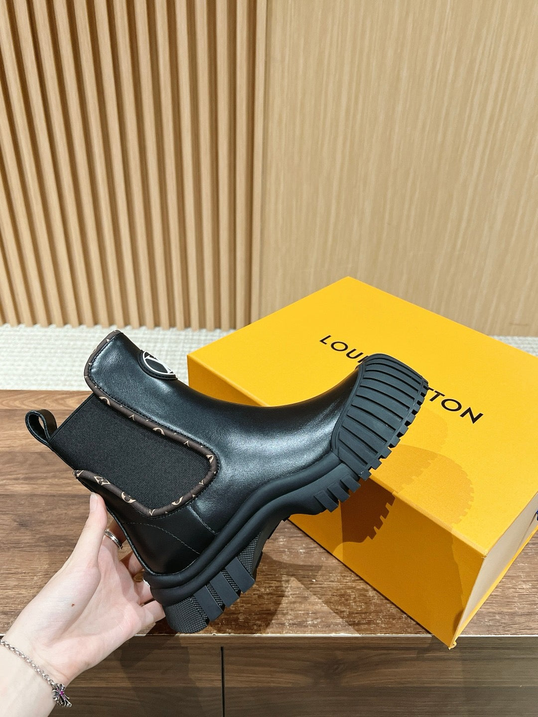 Black Leather Logo Chelsea Boot - Women's
