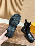 Black Leather Logo Chelsea Boot - Women's