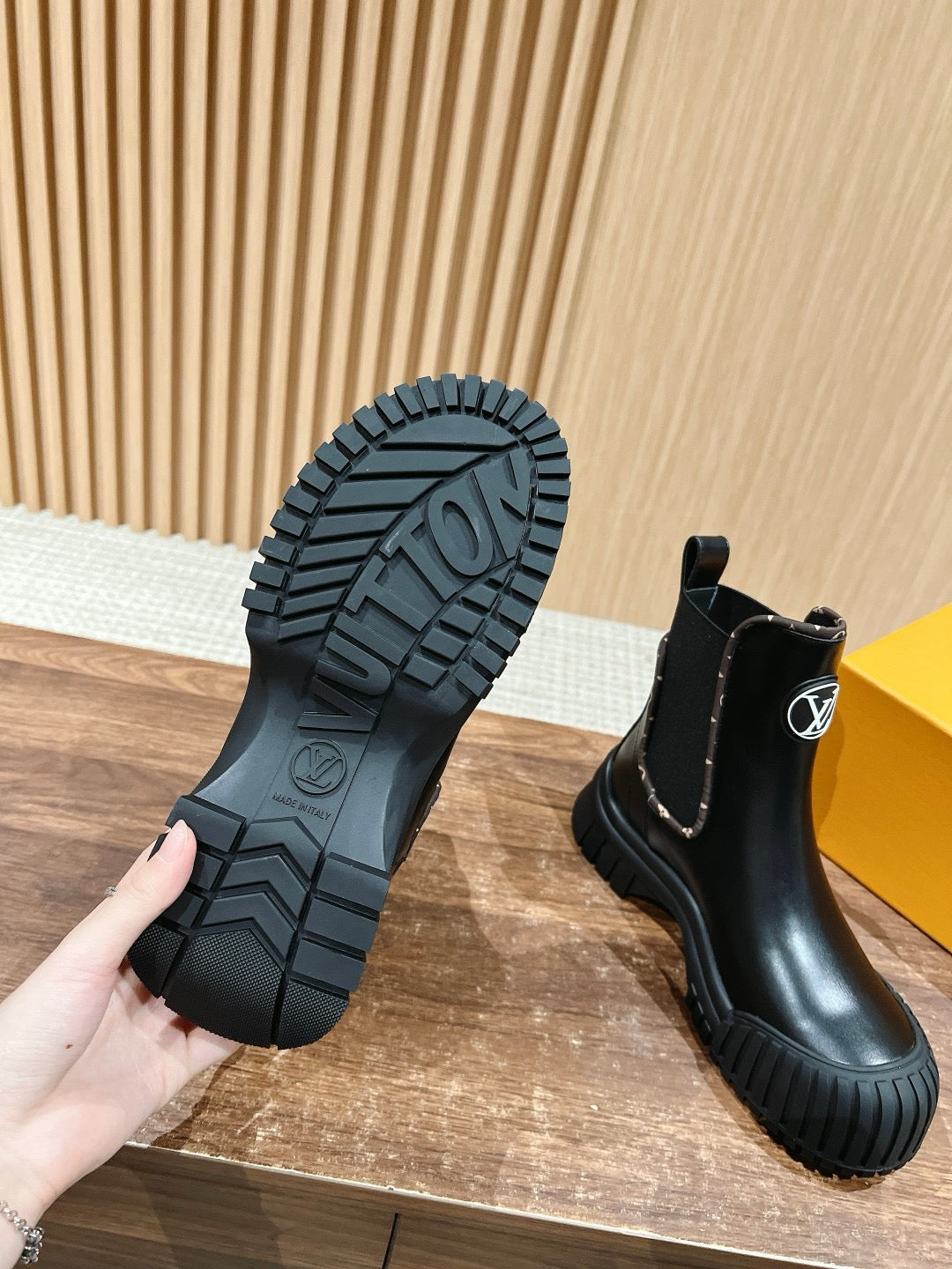 Black Leather Logo Chelsea Boot - Women's