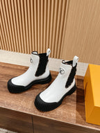Black Leather Logo Chelsea Boot - Women's