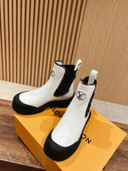 Black Leather Logo Chelsea Boot - Women's
