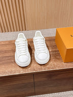 Weißer Low-Top mit Monogramm-Zehenkappe aus Leder – Damen