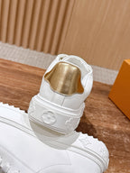 Weißer Low-Top mit Monogramm-Zehenkappe aus Leder – Damen