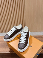 Weißer Low-Top mit Monogramm-Zehenkappe aus Leder – Damen