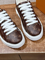 Weißer Low-Top mit Monogramm-Zehenkappe aus Leder – Damen