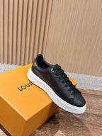 Black Leather Plain Low-Top - Women's
