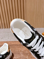 Black Leather Plain Low-Top - Women's