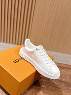 White Leather Monogram Low-Top - Women's