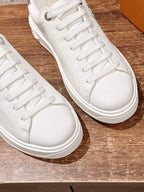 White Leather Monogram Low-Top - Women's