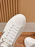 White Leather Monogram Low-Top - Women's