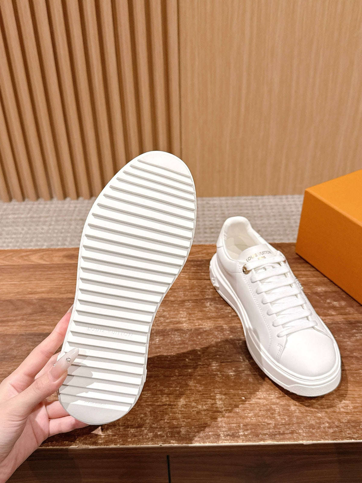 White Leather Monogram Low-Top - Women's