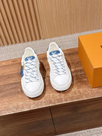 White Leather Monogram Low-Top - Women's