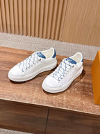 White Leather Monogram Low-Top - Women's