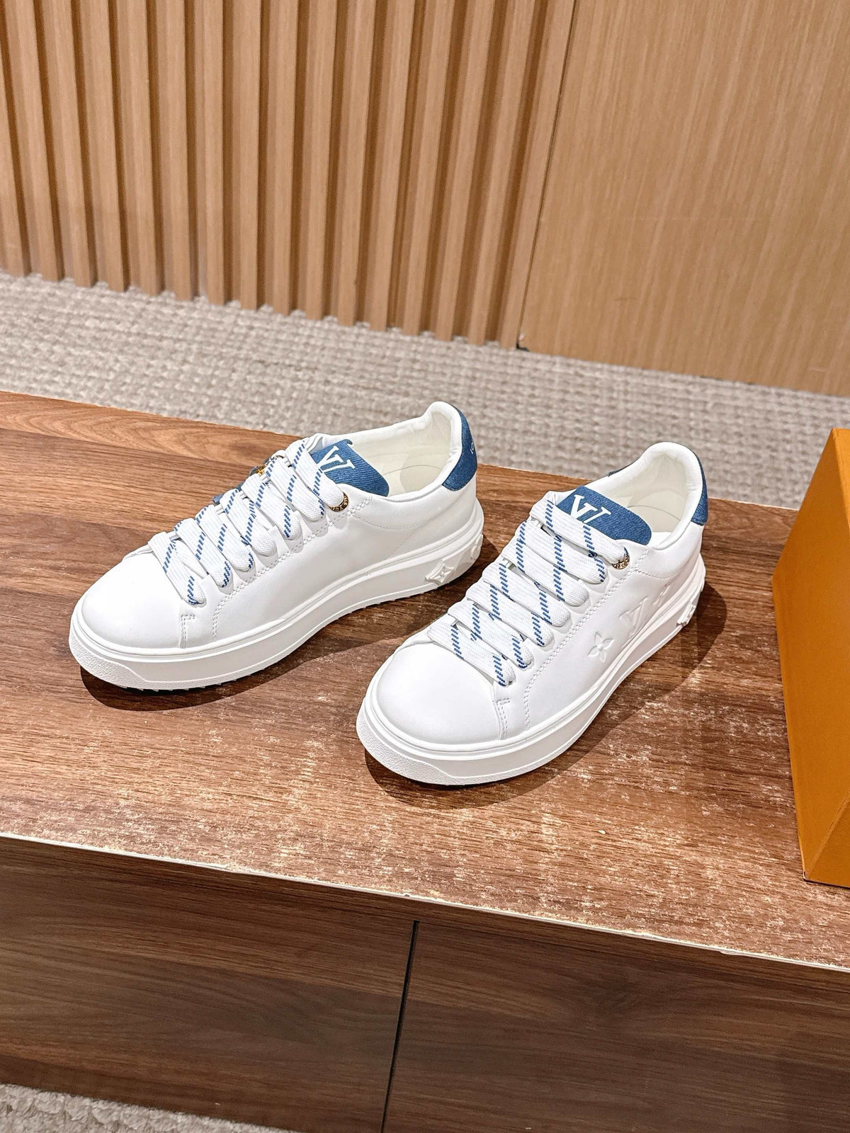 White Leather Monogram Low-Top - Women's