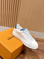 White Leather Monogram Low-Top - Women's