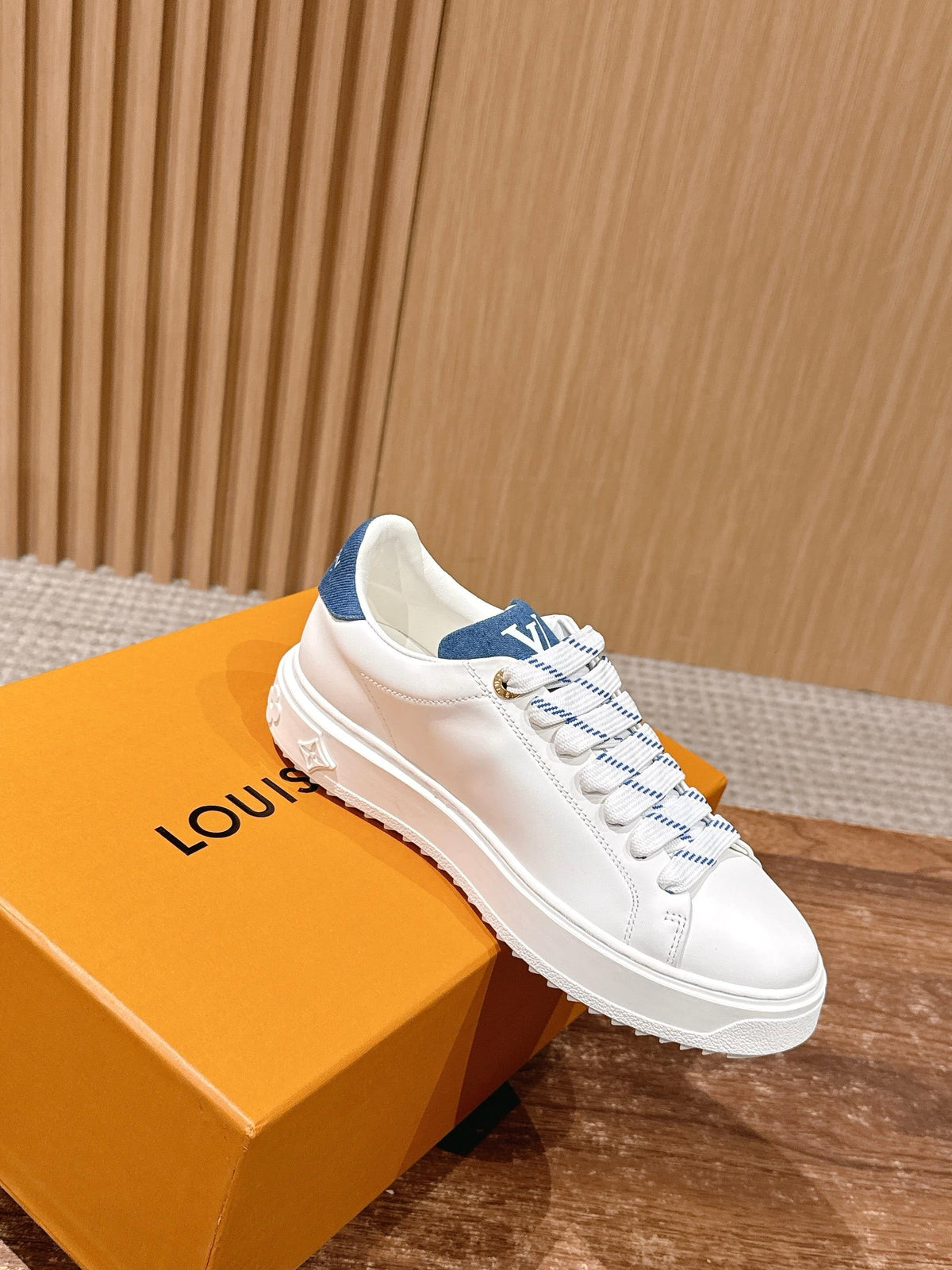 White Leather Monogram Low-Top - Women's