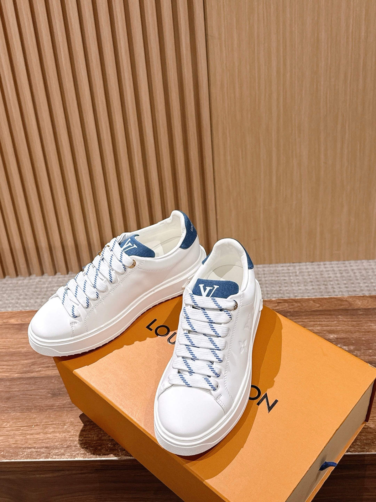 White Leather Monogram Low-Top - Women's
