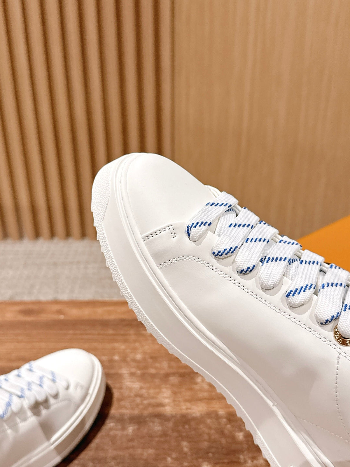 White Leather Monogram Low-Top - Women's