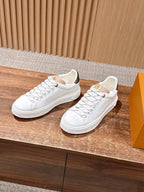White Leather Monogram Low-Top - Women's