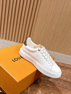 White Leather Monogram Low-Top - Women's