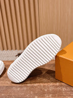 White Leather Monogram Low-Top - Women's