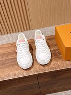 White Leather Monogram Low-Top - Women's