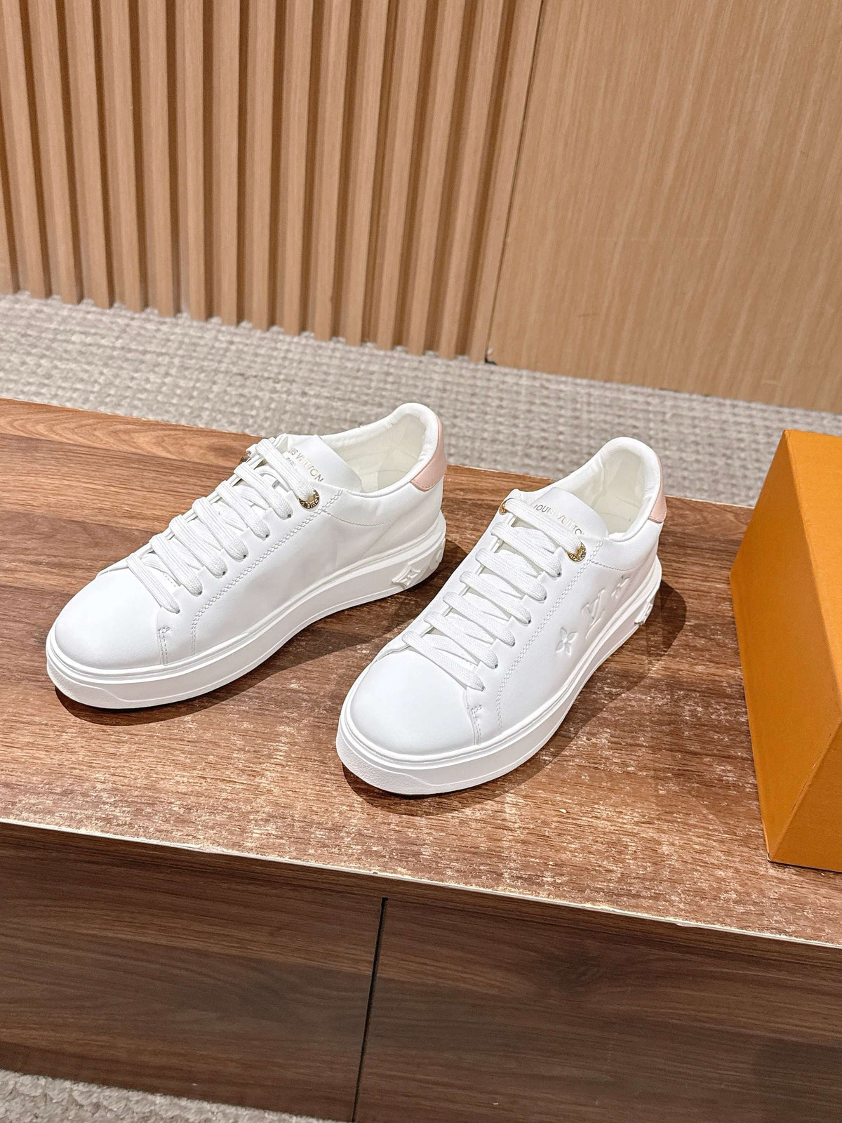 White Leather Floral Charm Low-Top - Women's