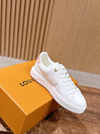 White Leather Floral Charm Low-Top - Women's