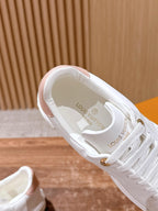 White Leather Floral Charm Low-Top - Women's