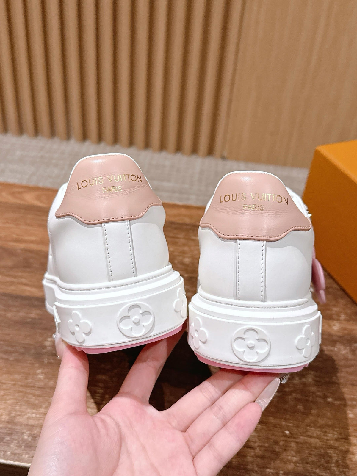 White Leather Floral Charm Low-Top - Women's