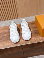 White Leather Floral Charm Low-Top - Women's