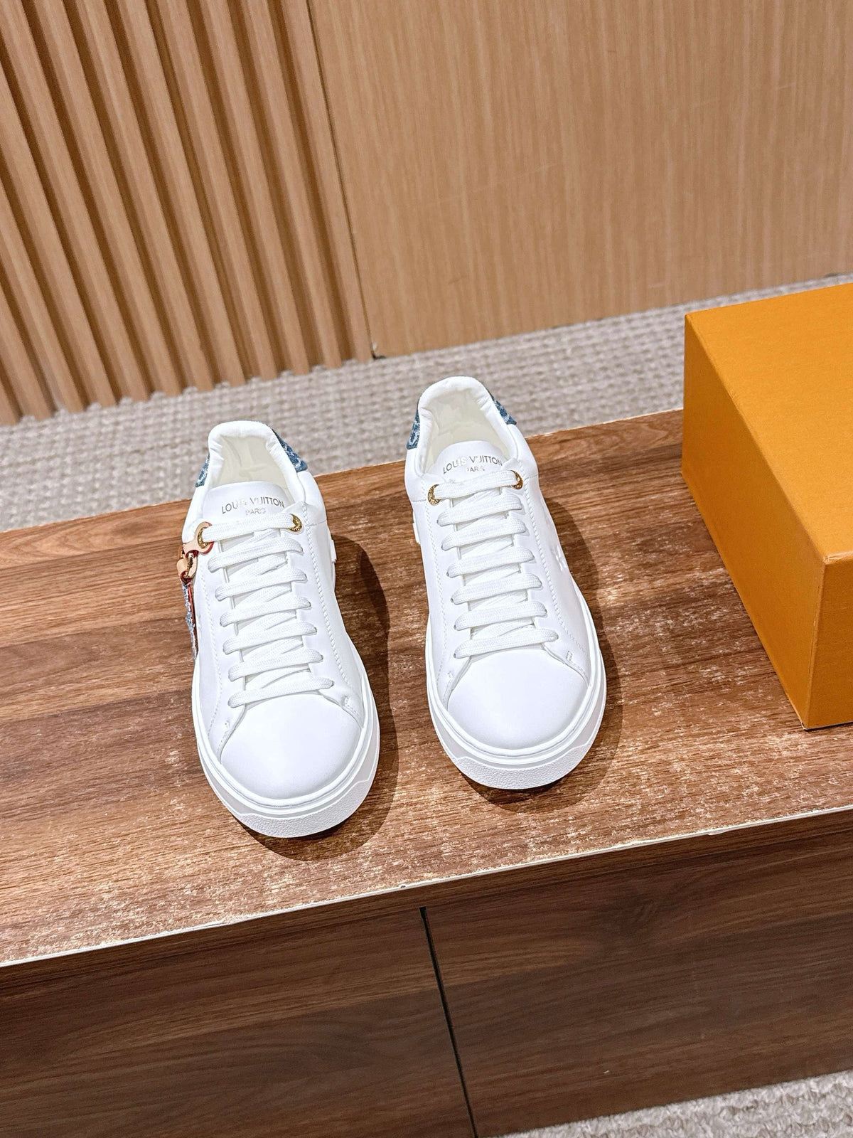 White Leather Floral Charm Low-Top - Women's