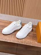 White Leather Floral Charm Low-Top - Women's