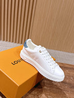 White Leather Floral Charm Low-Top - Women's