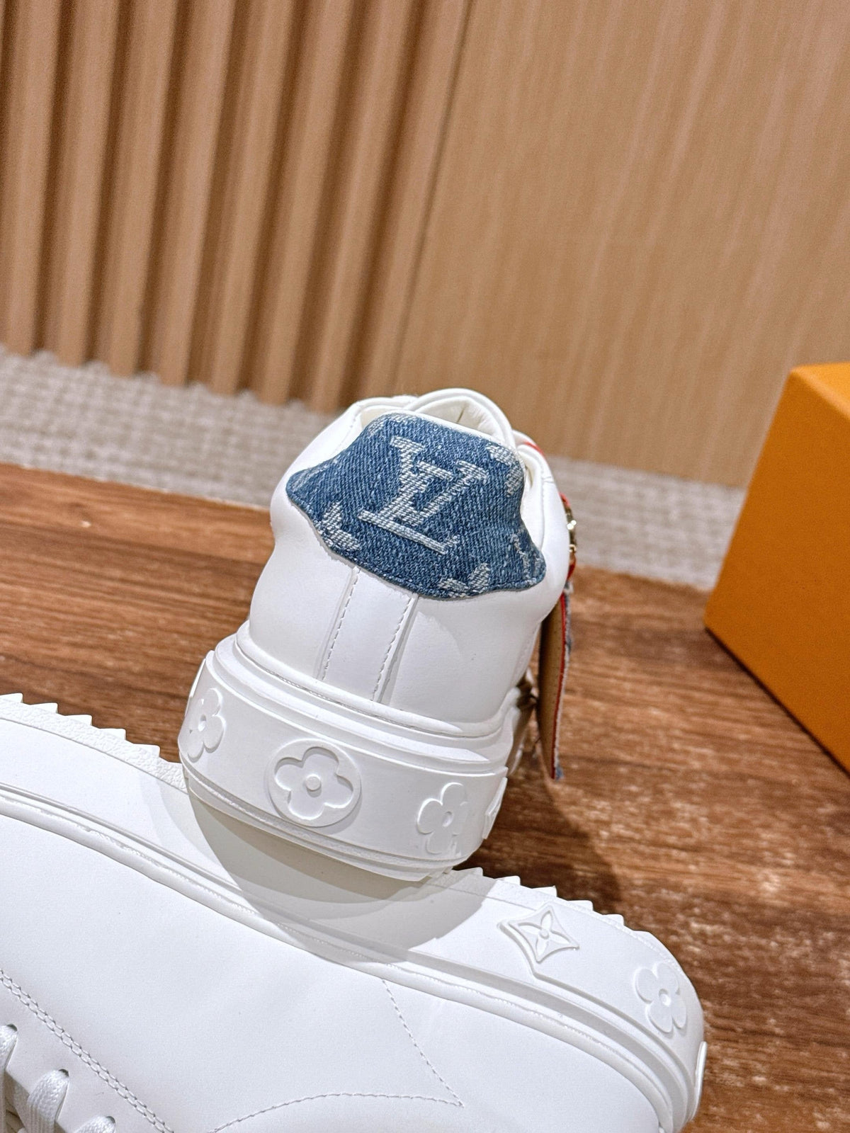 White Leather Floral Charm Low-Top - Women's