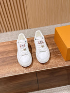 White Leather Floral Charm Low-Top - Women's