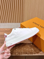 White Leather Floral Charm Low-Top - Women's